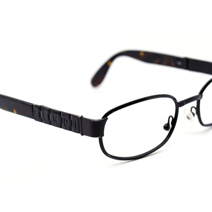 Fendi Sunglasses Vintage Ebony Black/Dark Tortoise Oval Italy 55 mm