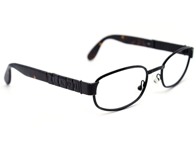 Fendi Sunglasses Vintage Ebony Black/Dark Tortoise Oval Italy 55 mm