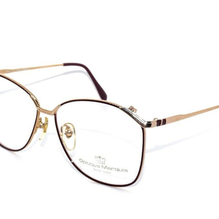 Optique Marquis Women's Eyeglasses Maroon VL-3 Gold/Maroon Square Metal Frame Korea 57[]15 135
