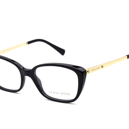 Giorgio Armani Women's Eyeglasses AR 7012 5017 Glossy Black & Gold Rectangular Frame Italy 52[]17 140
