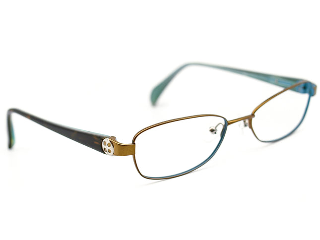 Kate Spade Women's Eyeglasses Delilah 0P40 Gold/Brown/Aqua Oval Frame Italy 52[]17 130