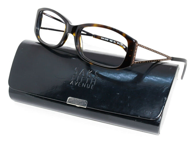 Saks Fifth Avenue Women's Sunglasses S5A 53/S Tortoise Frame with Copper Brown arms and Rhinestones Rectangular 54 mm