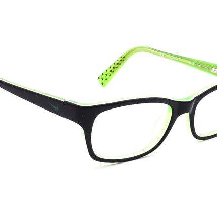 Nike Small Eyeglasses 5513 001 Black/Green Rectangular Frame 47[]16 130