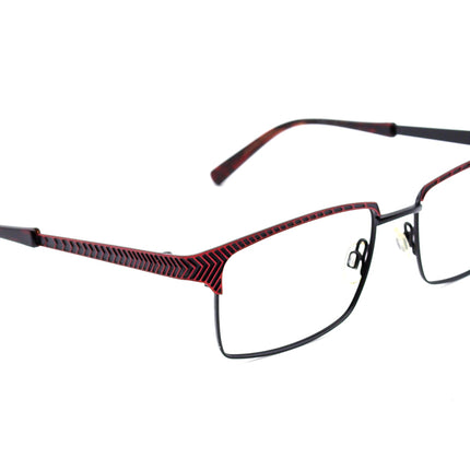 Jean Lafont Eyeglasses Open 165 Black/Red Chevrons Rectangular Metal Frame France 54[]17 135