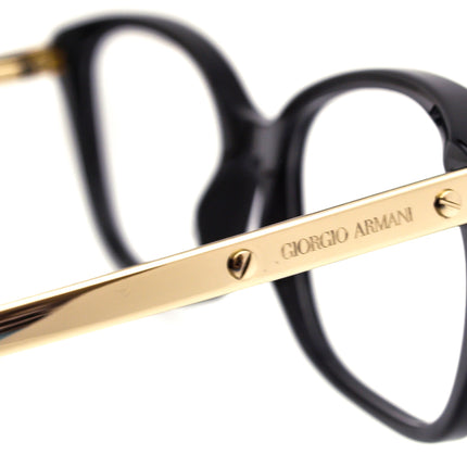 Giorgio Armani Women's Eyeglasses AR 7012 5017 Glossy Black & Gold Rectangular Frame Italy 52[]17 140