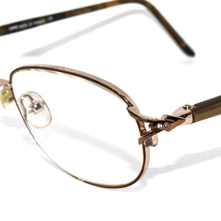 L'amy Women's Eyeglasses L'Accent 420 C02 Gold /Brown Rhinestones Oval Frame France 53[]17 135