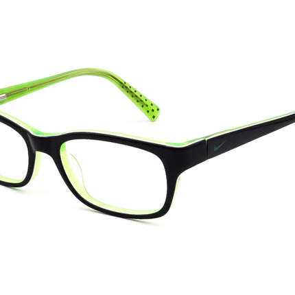 Nike Small Eyeglasses 5513 001 Black/Green Rectangular Frame 47[]16 130