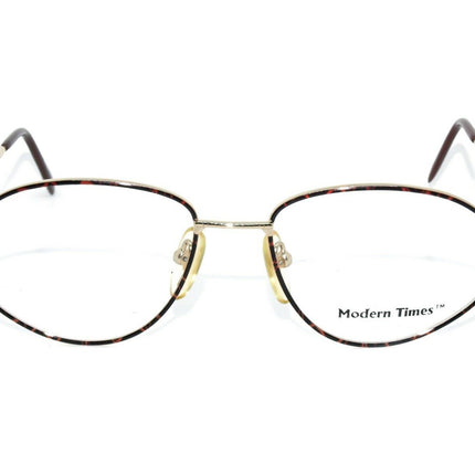 Modern Times Eyeglasses Sarah Demi Amber Demi Gold & Amber Tortoise Oval Metal Frame 52[]18 135