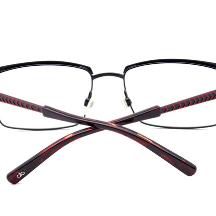 Jean Lafont Eyeglasses Open 165 Black/Red Chevrons Rectangular Metal Frame France 54[]17 135