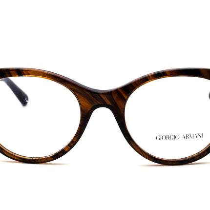 Giorgio Armani Women's Eyeglasses AR 7048 5297 Brown Marble & Black Cat Eye Frame Italy 51[]20 140