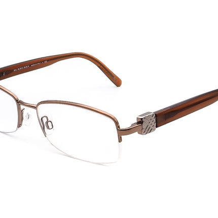 Burberry Women's Eyeglasses B 1146 1016 Brown Half Rim Frame Italy 52[]17 135