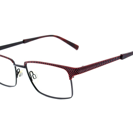 Jean Lafont Eyeglasses Open 165 Black/Red Chevrons Rectangular Metal Frame France 54[]17 135