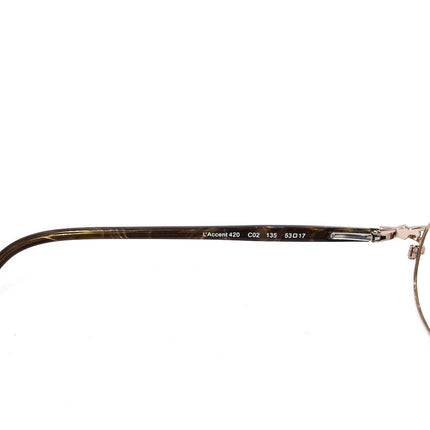 L'amy Women's Eyeglasses L'Accent 420 C02 Gold /Brown Rhinestones Oval Frame France 53[]17 135