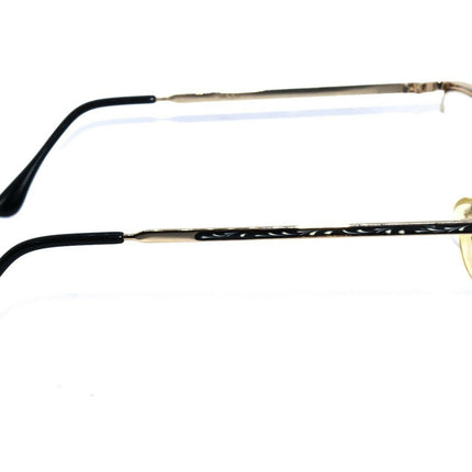 Hola! By Indo Women's Eyeglasses 604 Midnight Black and Gold metal frame with white design Half Rim Metal Frame 56[]18 140