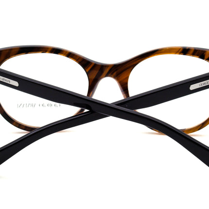 Giorgio Armani Women's Eyeglasses AR 7048 5297 Brown Marble & Black Cat Eye Frame Italy 51[]20 140