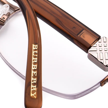 Burberry Women's Eyeglasses B 1146 1016 Brown Half Rim Frame Italy 52[]17 135