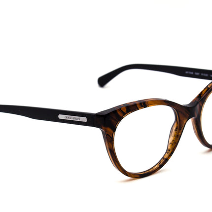 Giorgio Armani Women's Eyeglasses AR 7048 5297 Brown Marble & Black Cat Eye Frame Italy 51[]20 140