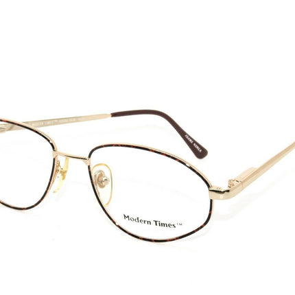 Modern Times Eyeglasses Sarah Demi Amber Demi Gold & Amber Tortoise Oval Metal Frame 52[]18 135