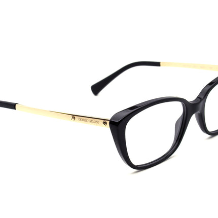 Giorgio Armani Women's Eyeglasses AR 7012 5017 Glossy Black & Gold Rectangular Frame Italy 52[]17 140