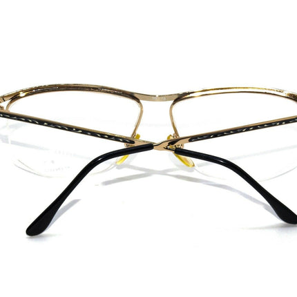 Hola! By Indo Women's Eyeglasses 604 Midnight Black and Gold metal frame with white design Half Rim Metal Frame 56[]18 140