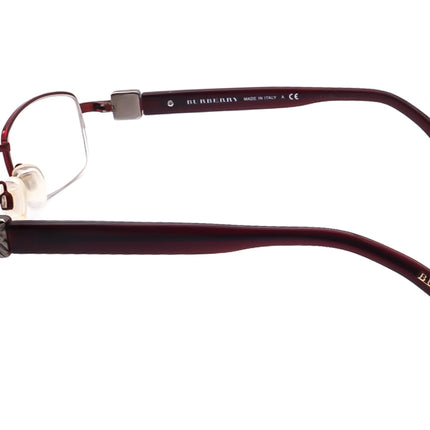 Burberry Women's Eyeglasses B 1146 1092 Burgundy Half Rim Frame Italy 50[]17 135