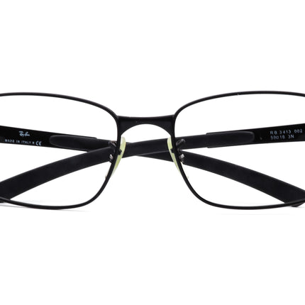 Ray-Ban Sunglasses RB 3413 002 Black Wrap Metal Italy 59 mm