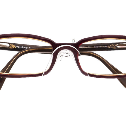Chanel Women's Eyeglasses 3023 C.591 Dark Burgundy Rectangular Frame 52[]19 135