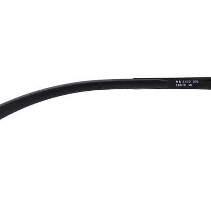 Ray-Ban Sunglasses RB 3430 002 Black Rectangular Metal Italy 59 mm