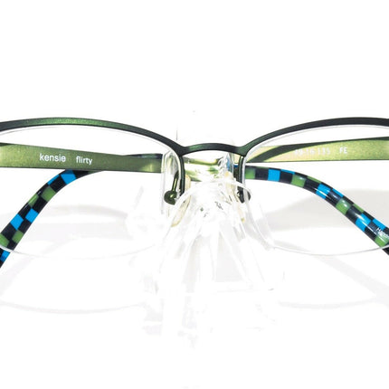 Kensie Women's Eyeglasses Fern Fern Green Half Rim Metal Frame null 49[]16 135 Handmade