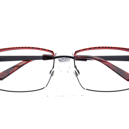 Jean Lafont Eyeglasses Open 165 Black/Red Chevrons Rectangular Metal Frame France 54[]17 135