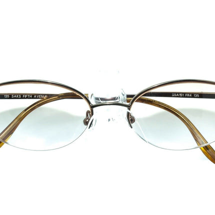 Saks Fifth Avenue Women's Eyeglasses S5A 151 FR4 Copper Rhinestones Half Rim Metal Frame 51[]17 135