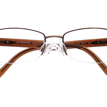 Burberry Women's Eyeglasses B 1146 1016 Brown Half Rim Frame Italy 52[]17 135