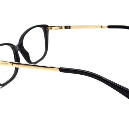 Giorgio Armani Women's Eyeglasses AR 7012 5017 Glossy Black & Gold Rectangular Frame Italy 52[]17 140