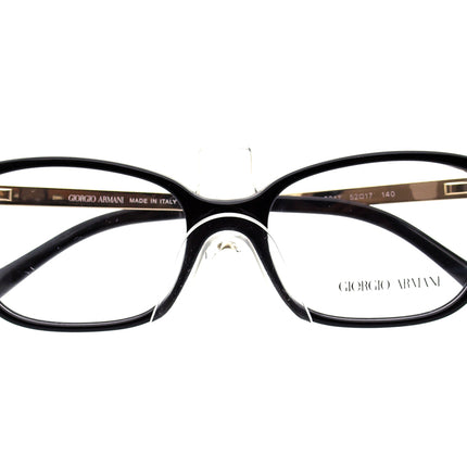 Giorgio Armani Women's Eyeglasses AR 7012 5017 Glossy Black & Gold Rectangular Frame Italy 52[]17 140