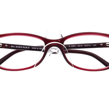 Burberry Women's Eyeglasses B2097 Burgundy Oval Frame Italy 52[]15 135