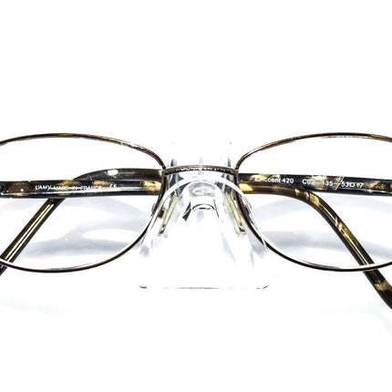 L'amy Women's Eyeglasses L'Accent 420 C02 Gold /Brown Rhinestones Oval Frame France 53[]17 135